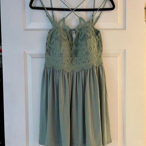 Green Lace Strappy Dress